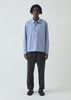 Half Placket Stripe Cotton Shirt | Light Blue